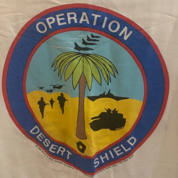 Vintage 1990 DESERT SHIELD T-SHIRT - Mens Size LG 42-44 - Picture 3 of 15